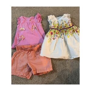 3 Piece LOT of Baby Girls Size 18 Months Spring Summer Dress Top Shorts Floral